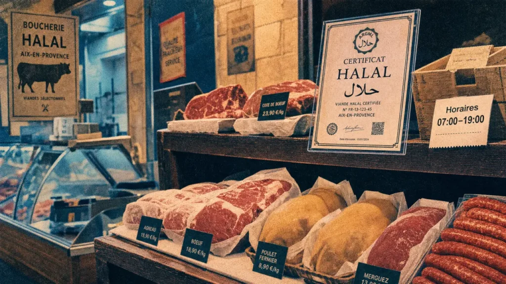 Boucherie halal à Aix-en-Provence : certification, horaires et click & collect à vérifier avant d’acheter