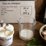 20 cl creme fraiche en g : mesurer sans balance avec verre doseur