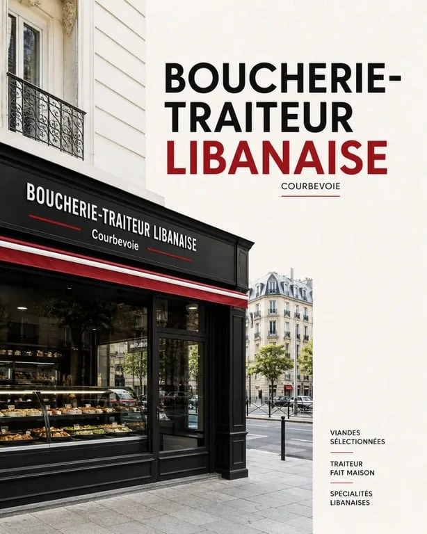 Khalifé boucherie traiteur à Courbevoie devanture et vitrine d’établissement