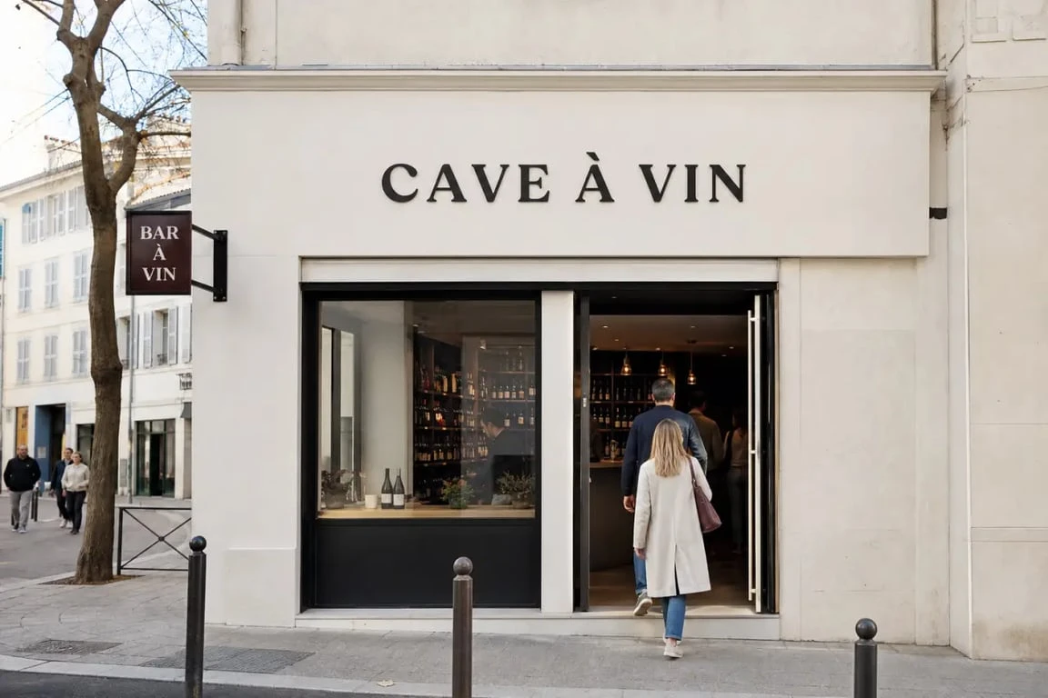 cave & bar à vin des argonautes à Marseille, devanture de quartier près du Marché des Argonautes