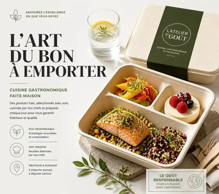 Plat gastronomique à emporter dans un restaurant à Dijon