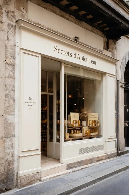 Secrets d’Apiculteur épicerie fine Lyon en façade dans le Vieux Lyon