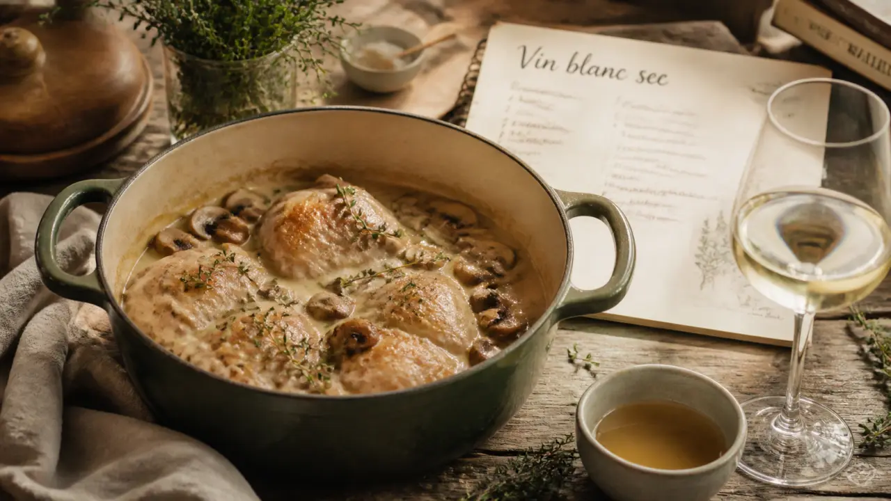 Quelle viande cuisiner avec du vin blanc : poulet en cocotte au vin blanc