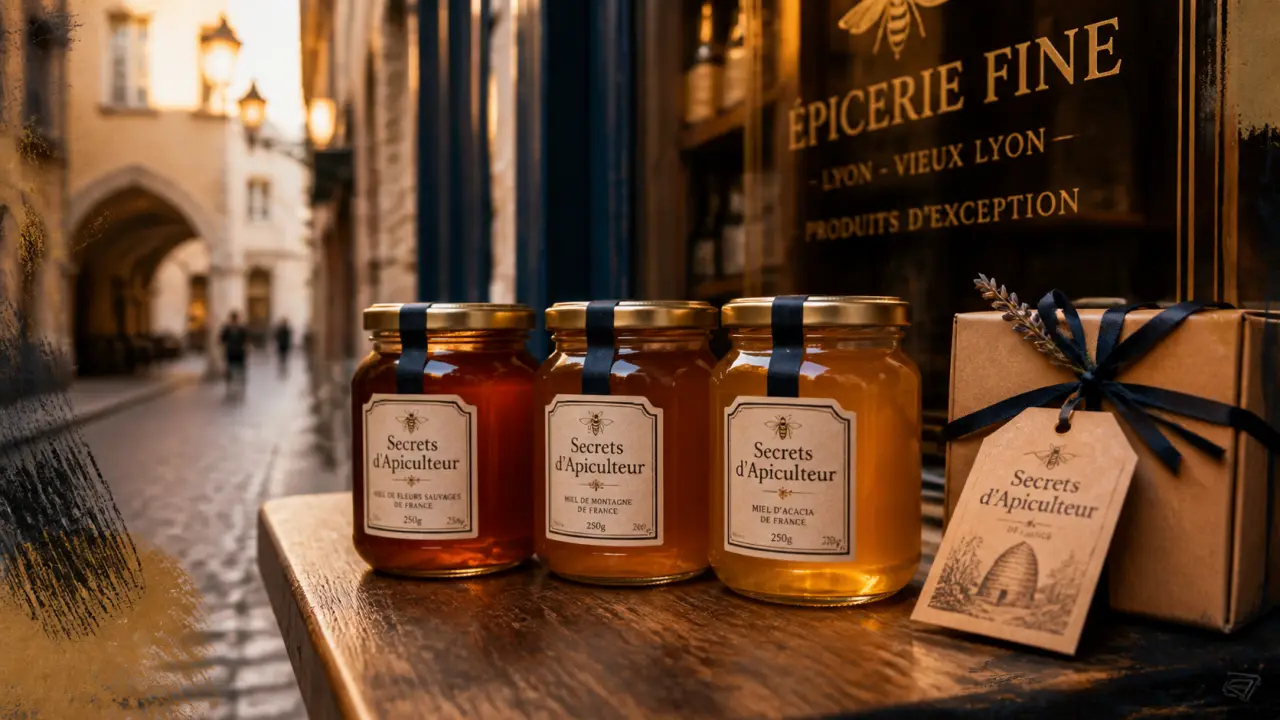 Secrets d'apiculteur - épicerie fine lyon : pots de miel à la boutique du 54 rue Saint-Jean