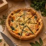 Snack boulangerie en vitrine : quiche et ticket de caisse