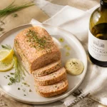 Vin avec pain de poisson et blanc sec, tranches au saumon