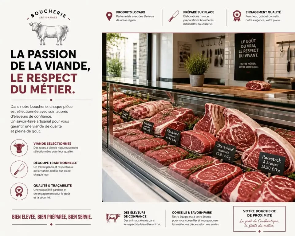 Vitrine de la boucherie Medina Viandes à Draguignan avec sélection de viandes de qualité