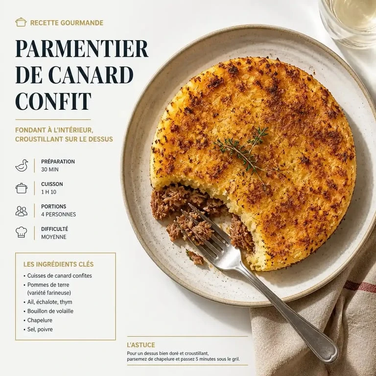 Recette signature de parmentier de canard chez Oscar Traiteur