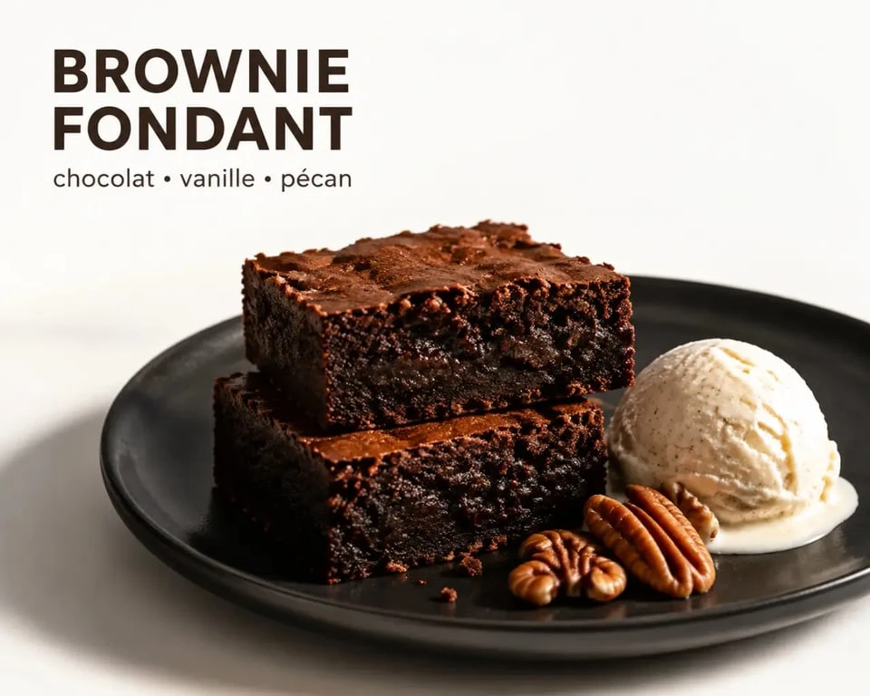 Cuisine americaine recettes : brownie américain fondant servi avec glace vanille