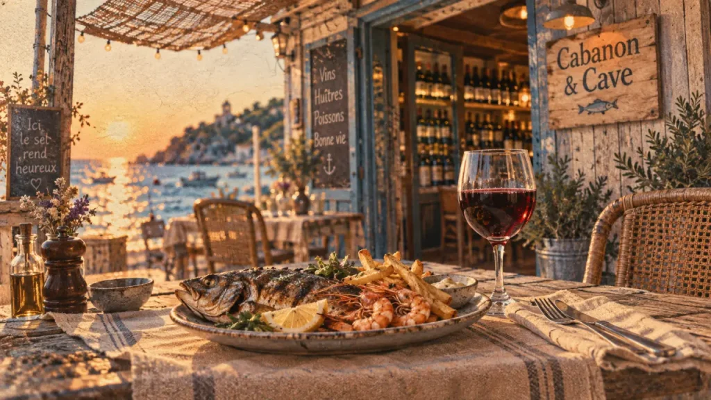 Le Cabanon Et Sa Cave à Vin à Lacanau : poissons, terrasse et repas à 15 €