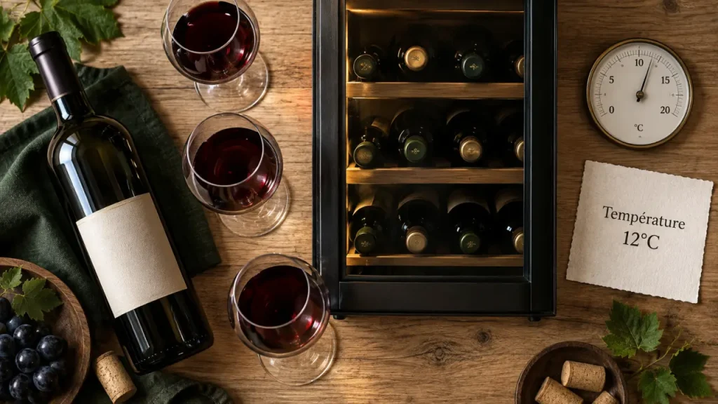 Réglez votre cave à vin à 12 °C, puis adaptez la température au service