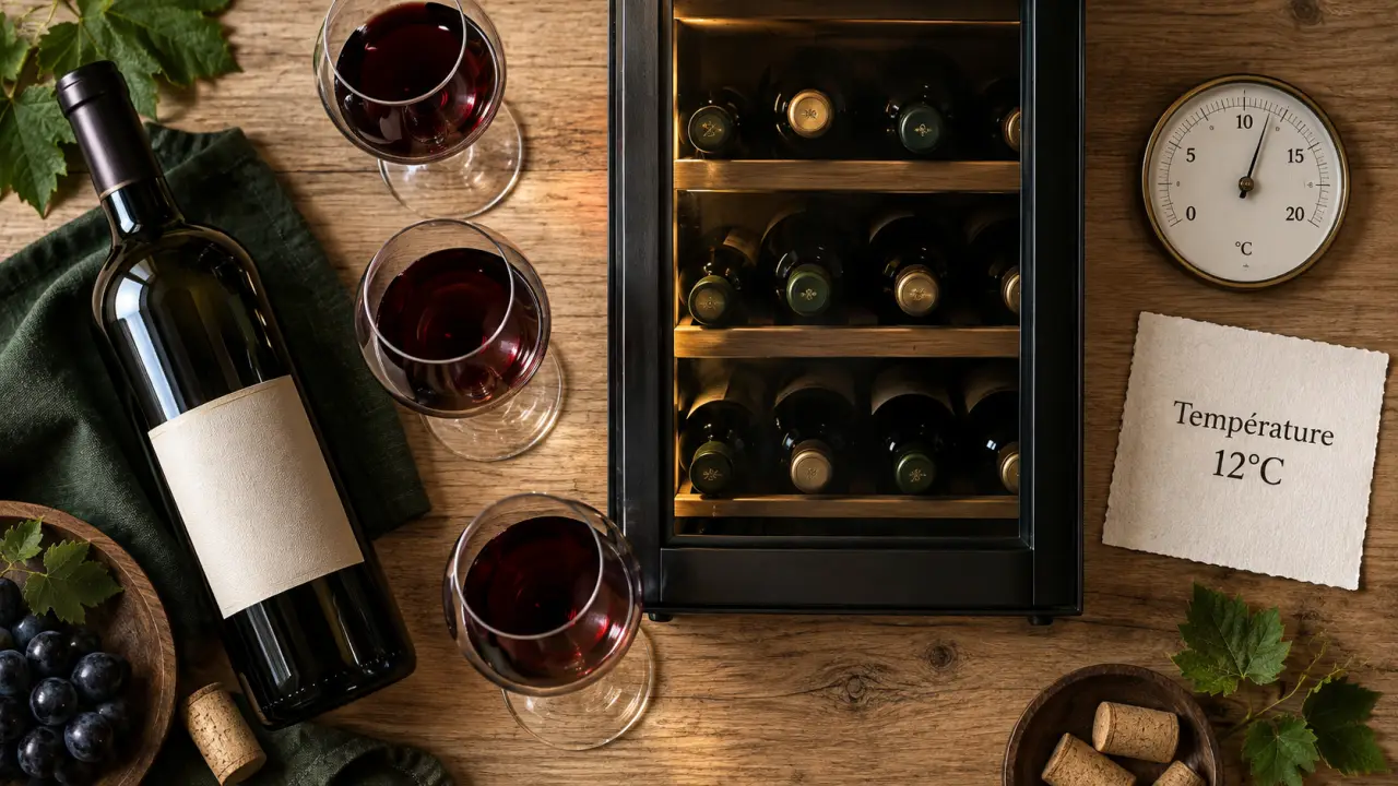 Quelle température pour une cave à vin : cave réglée à 12 °C, thermomètre