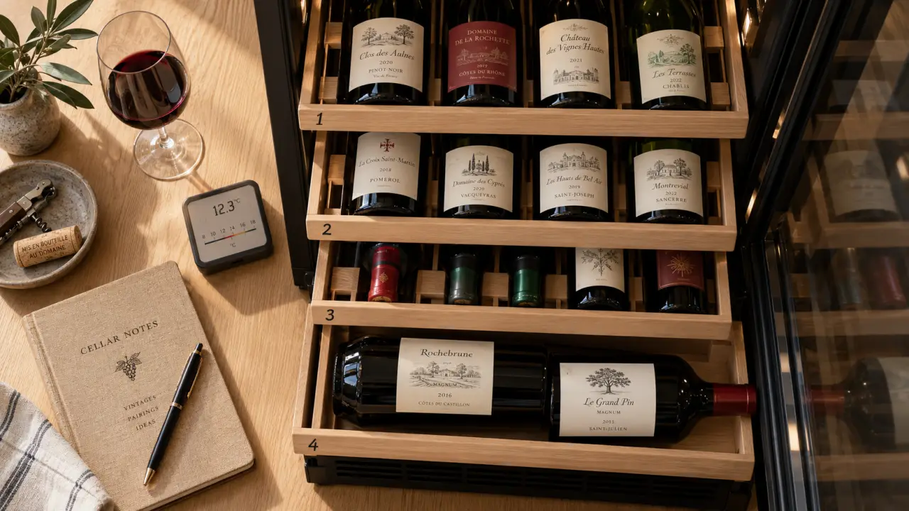 Comment ranger une cave à vin électrique : bouteilles classées et repères
