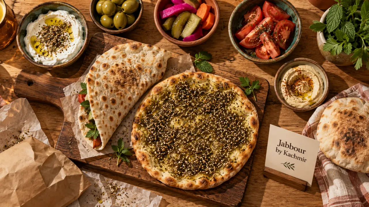 Jabbour traiteur & épicerie by kachmir à Levallois : manakish, labné maison, houmous